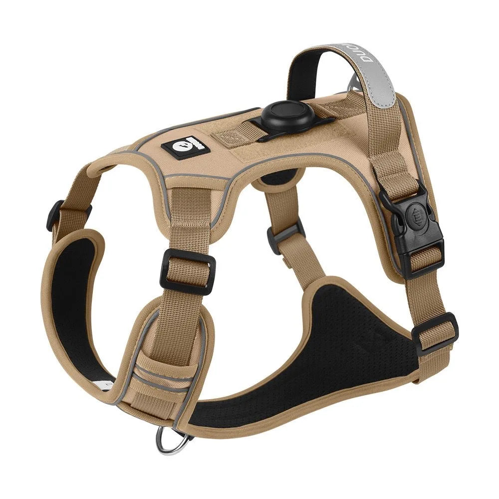 Dog Harness and Leash Set with AirTag Holder Reflective Breathable Oxford Harness
