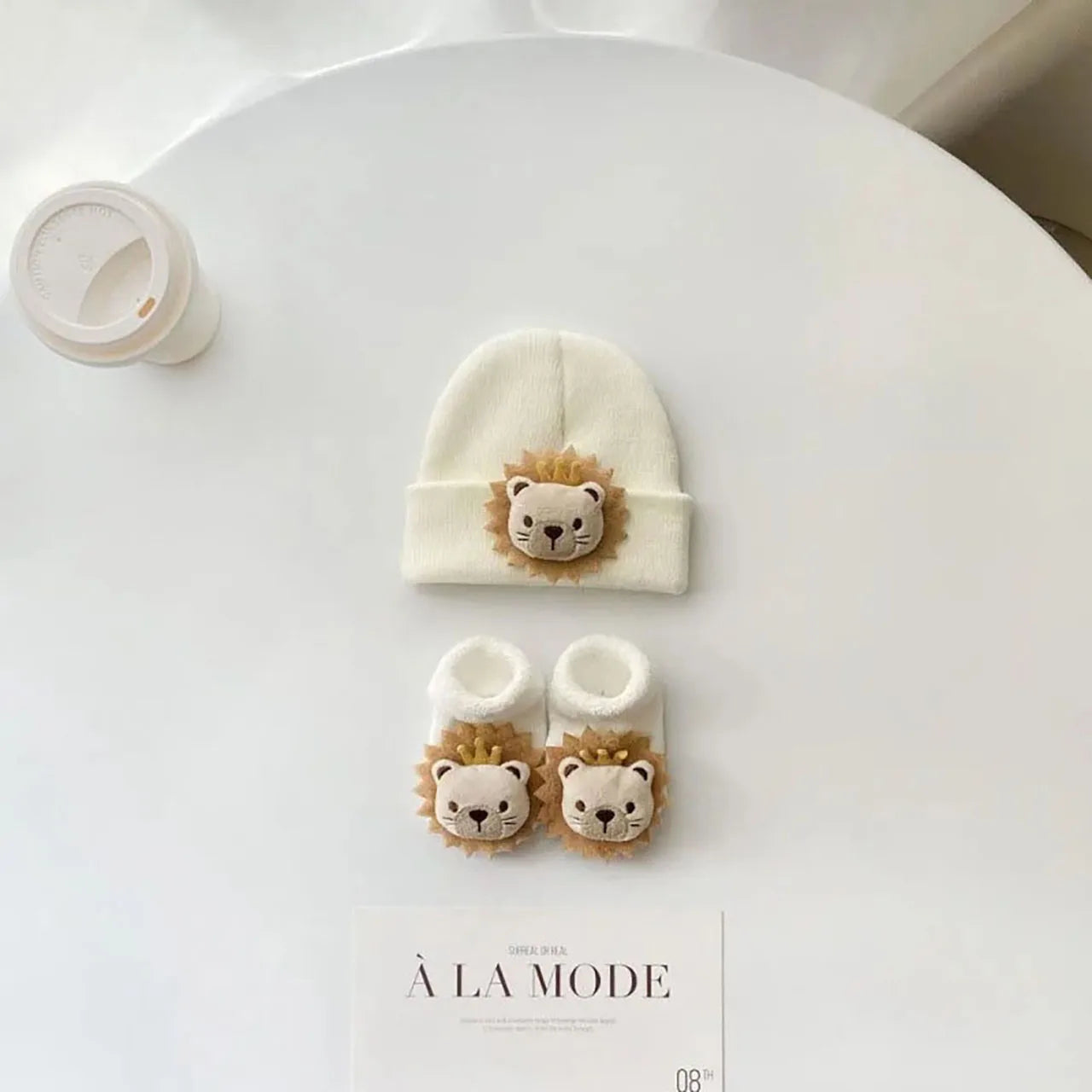 Baby Hat and Socks Set Cute Animal Knit Beanie