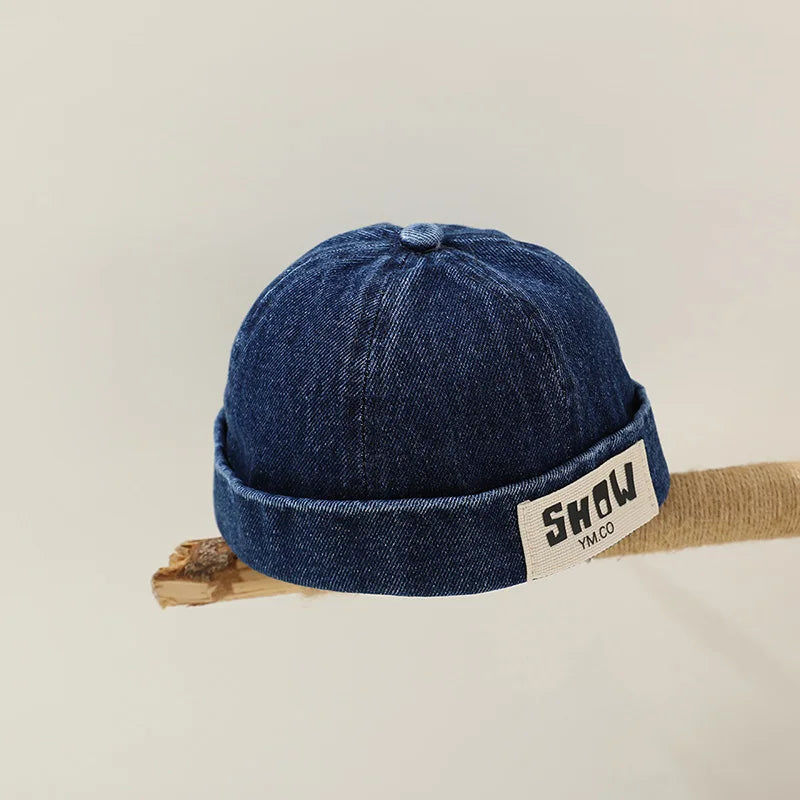 Washed Denim Baby Brimless Hat Adjustable Kids Docker Cap