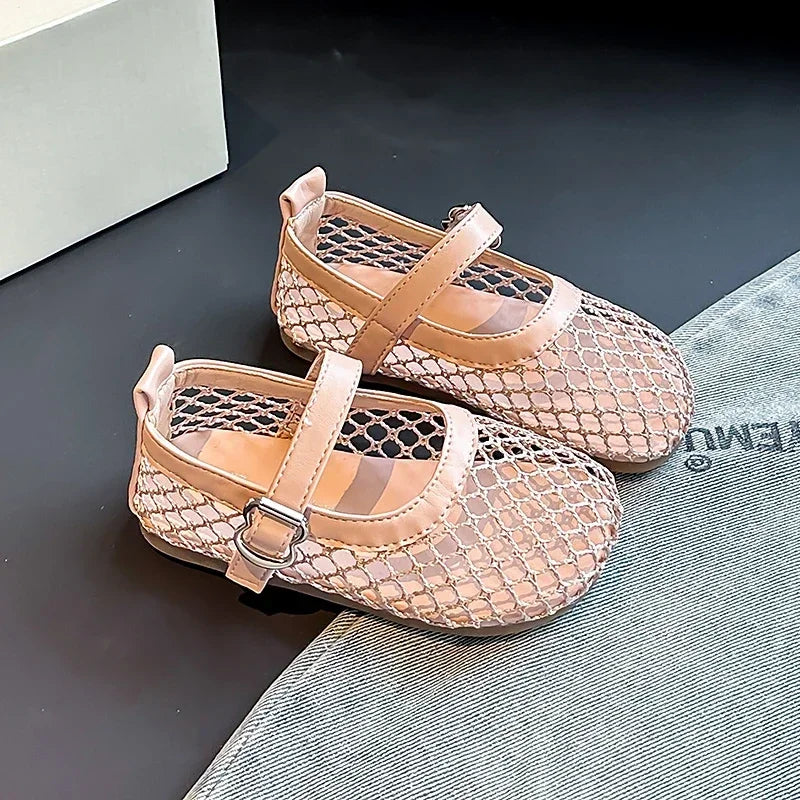 Kids Mesh Flat Sandals Soft Sole Non Slip Summer Princess Shoes Girls 2026