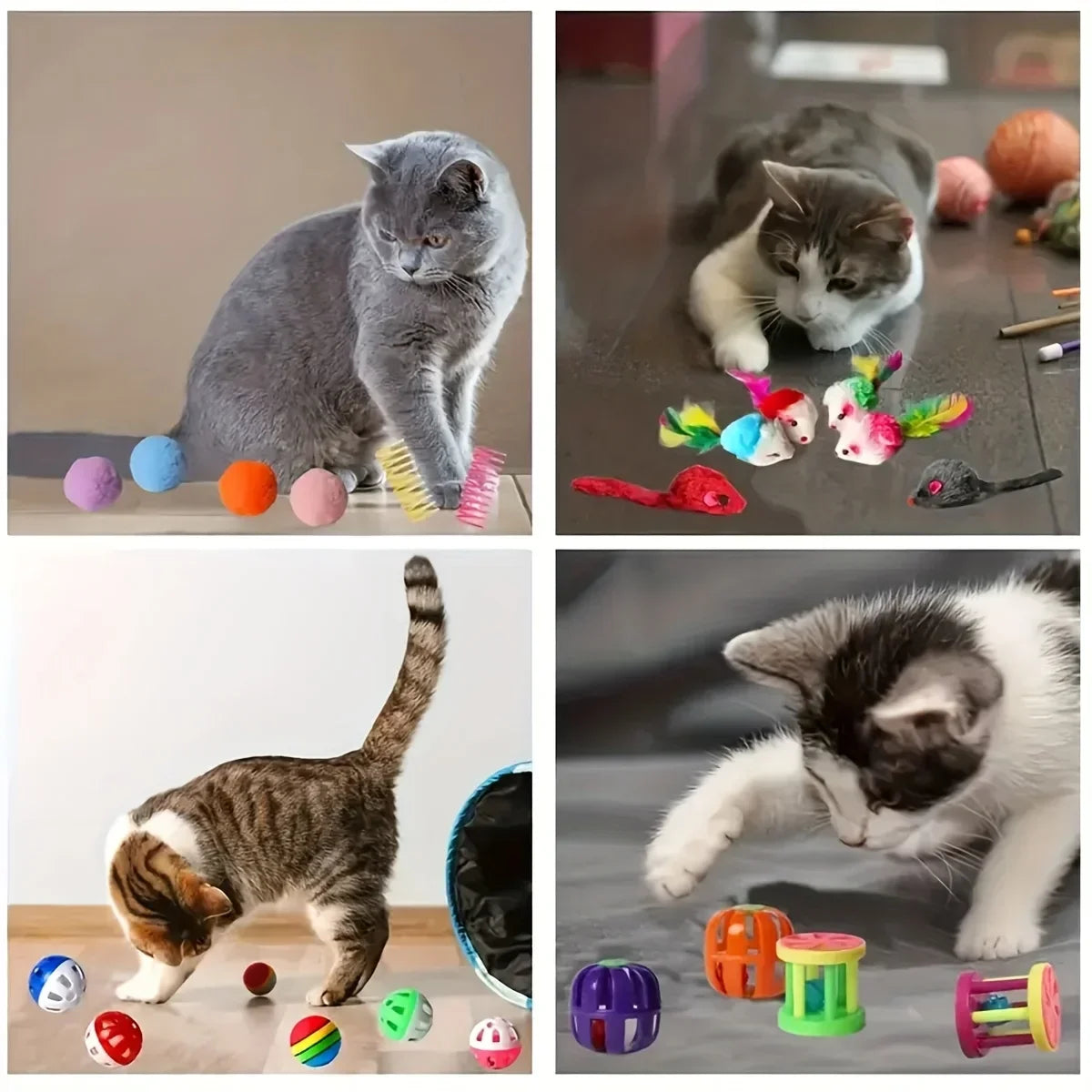 Cat Toy Set Variety Pack – Interactive Toys for Indoor Cats (14/28/56PCS)