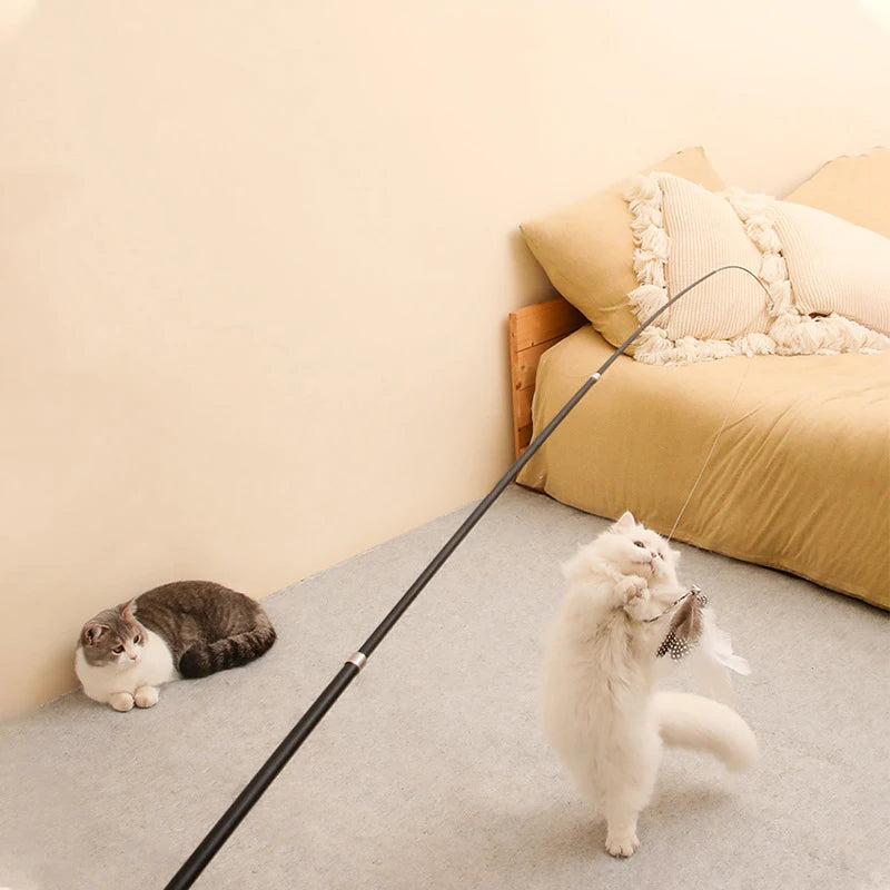 1.8m Telescopic Cat Feather Teaser Wand
