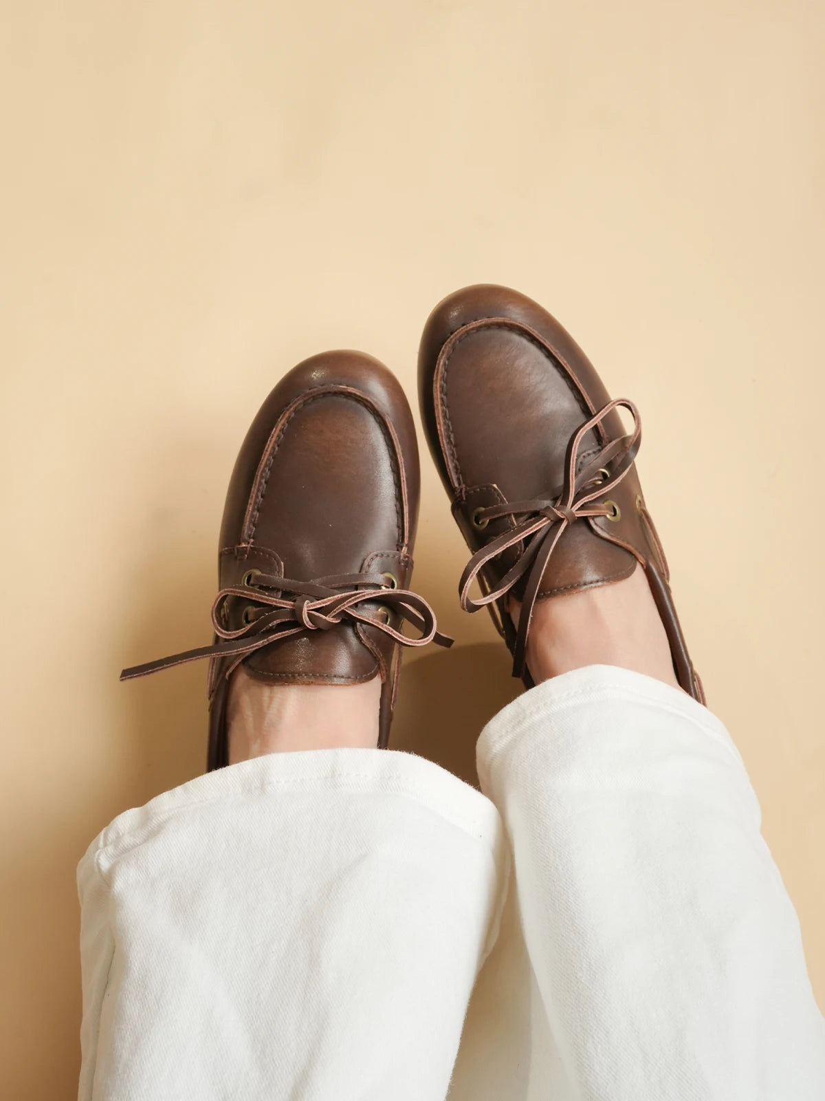 Women Leather Boat Shoes Flats