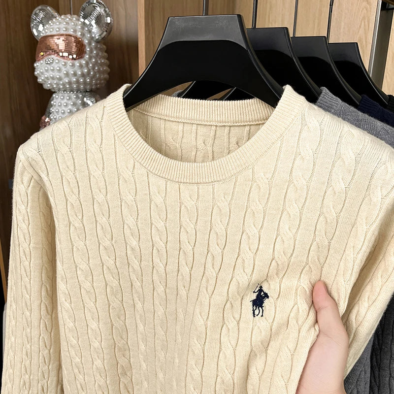 Women Embroidered Knit Sweater Long Sleeve Solid Color Spring Autumn Pullover Top