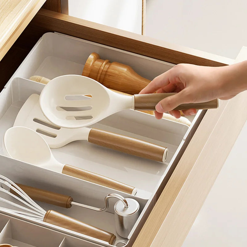 Kitchen Drawer Organizer Adjustable Cutlery Tray Spoon Fork Knife Holder