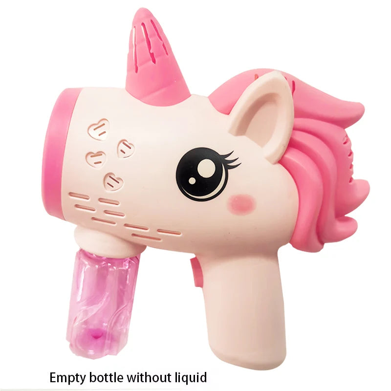 Unicorn Bubble Gun Automatic Bubble Blower Toy Electric Bubble Machine Kids Outdoor Party Soap Bubble Maker