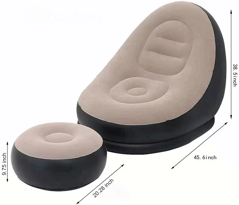 Inflatable Lounger with Ottoman Outdoor Portable Camping Couch Recliner Chair