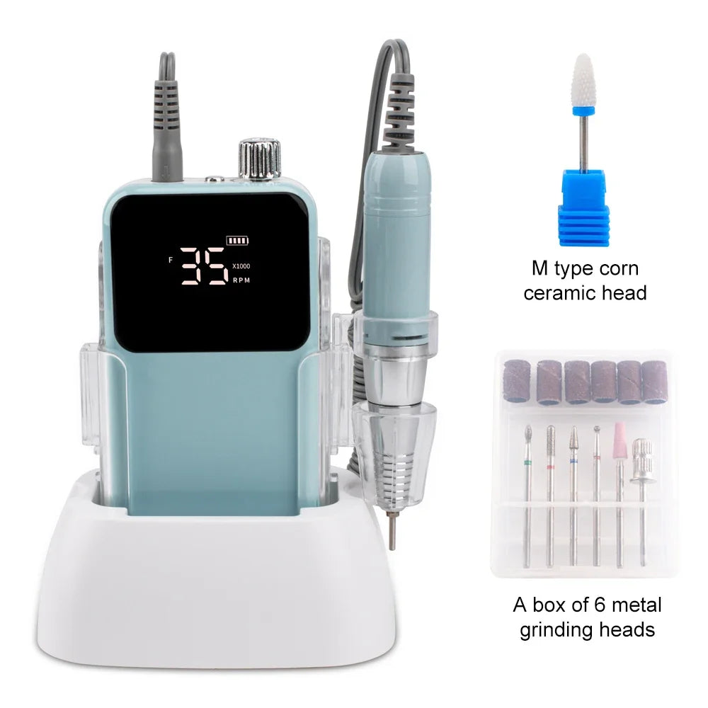 Rechargeable Nail Drill 35000RPM Cordless Manicure Pedicure Machine