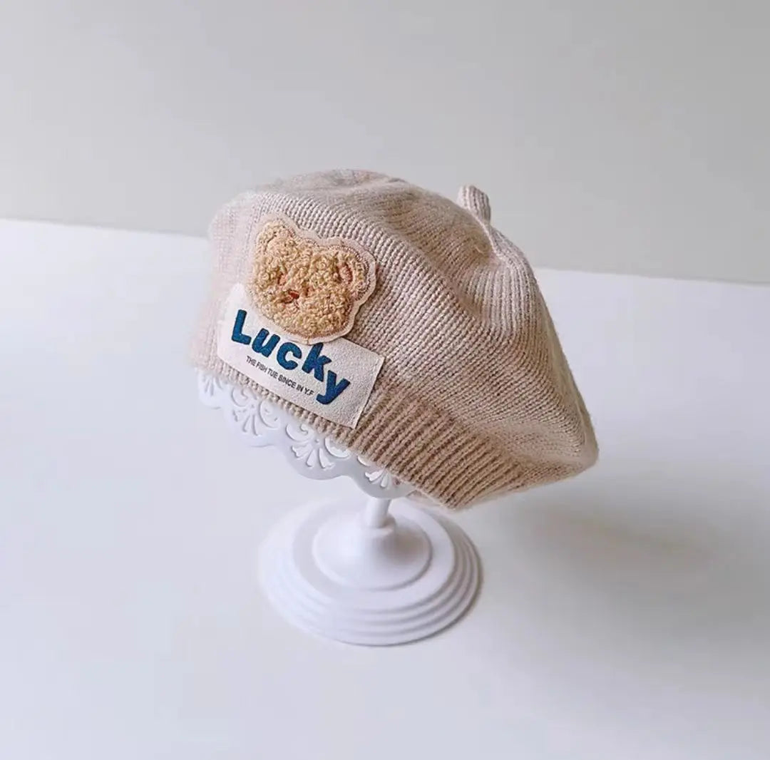 Baby Girl Flower Beret Warm Knit Beanie Hat