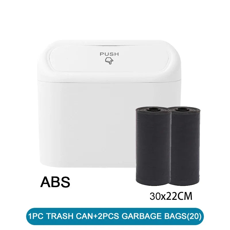 Car Trash Can with Lid Leak Proof Mini Car Bin Includes Garbage Bags