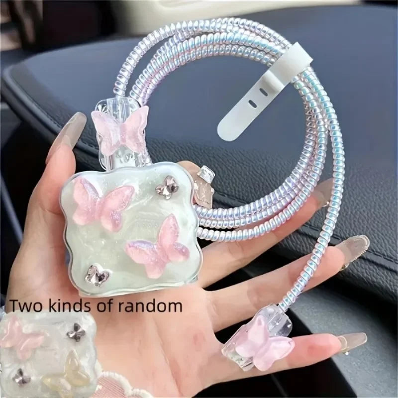 Butterfly Charger Cable Protector Case for iPhone Fast Charging Cable Winder Anti Break