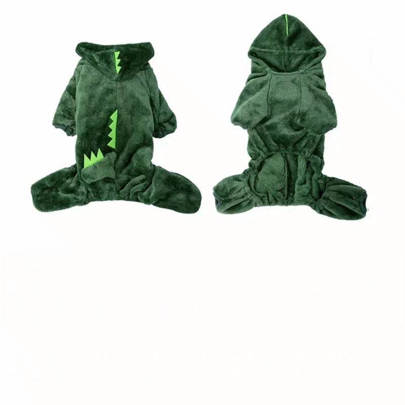Blue Dinosaur Dog Hoodie Warm Pet Coat