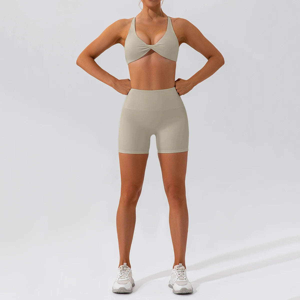2PCS Seamless Yoga Set Women Long Sleeve Crop Top High Waist Leggings Workout Outfit