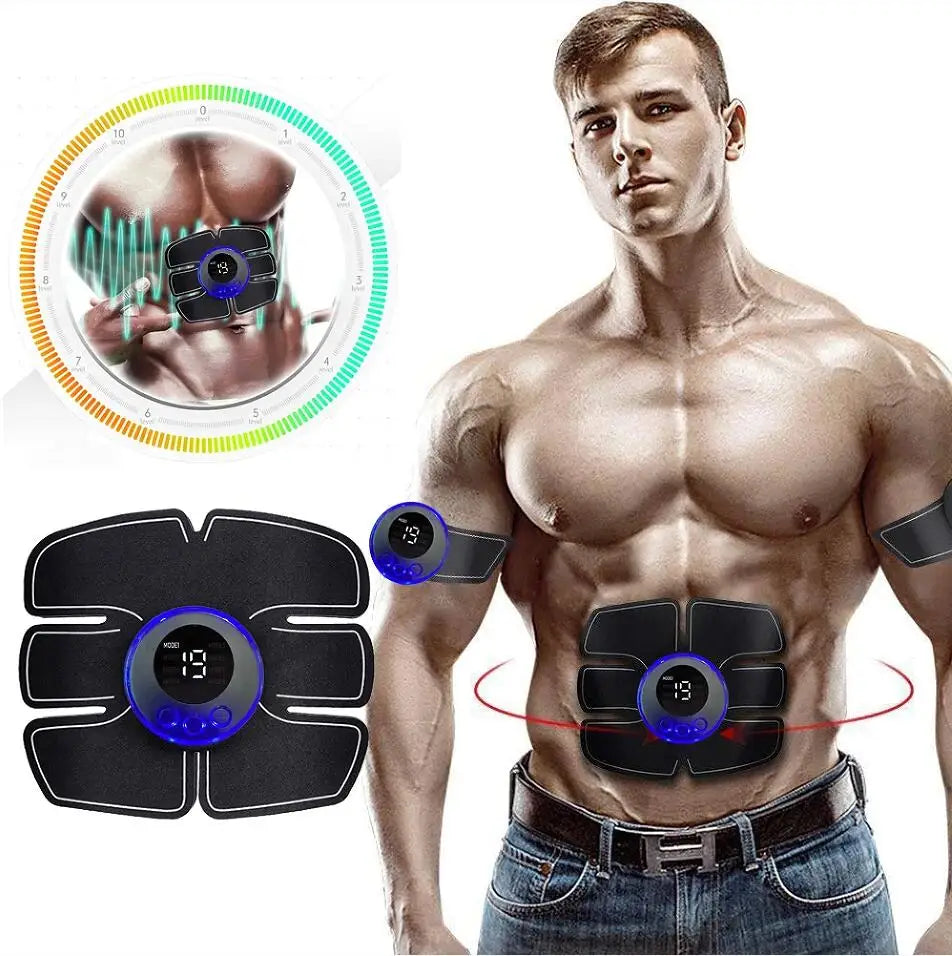 EMS Abs Stimulator Pads Muscle Toner Electric Abdominal Trainer USB Rechargeable Fitness Body Workout Patch