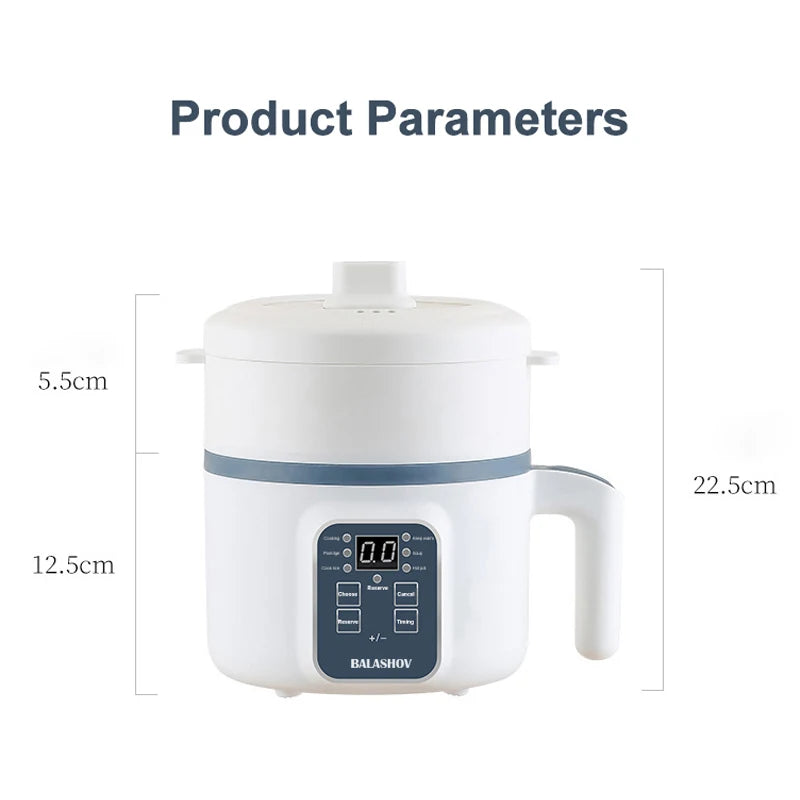 1.7L Electric Rice Cooker Non-Stick Multi Cooker Double Layer Steamer Home Use