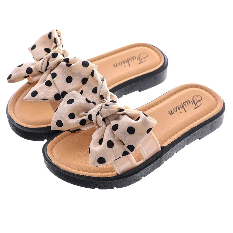 Kids Girls Bow Slide Sandals Non Slip Summer Beach Slippers