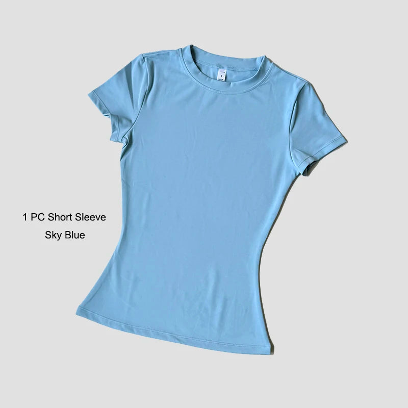 Women Seamless Yoga Top Short Sleeve Gym Running Shirt