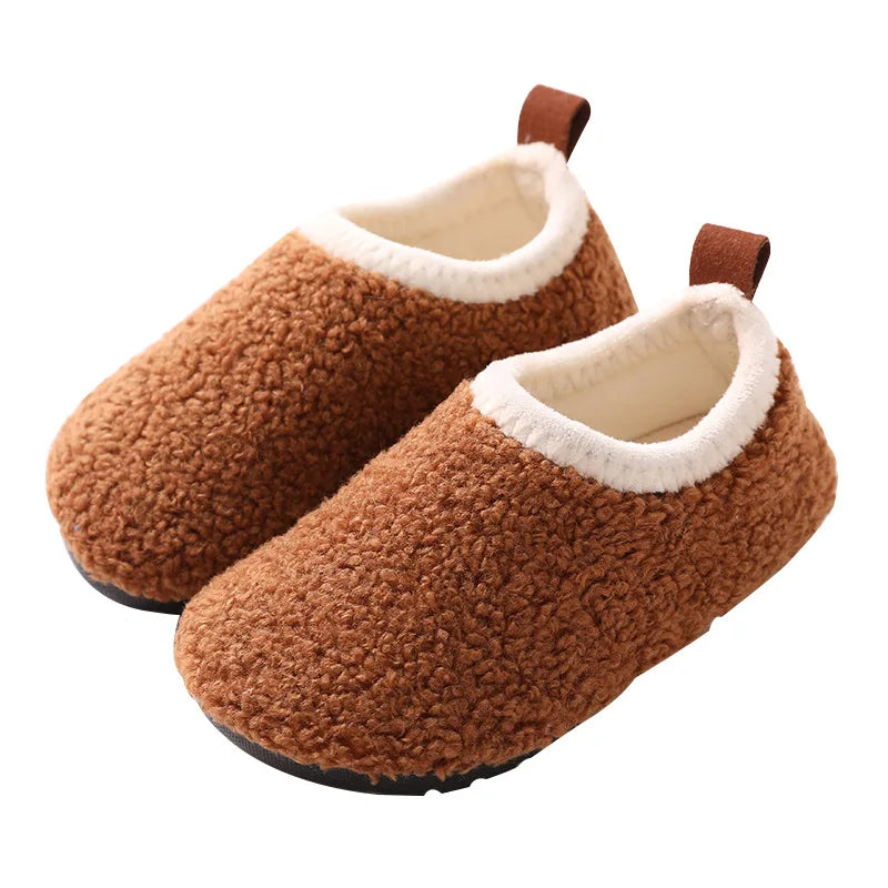 Kids Plush Slippers Warm Winter Indoor Shoes Soft Non-Slip Cozy Home Slippers for Boys and Girls