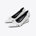 Women Pointed Toe Bow Mary Jane Heels Shallow Mouth Non Slip Fashion Pumps Large Size