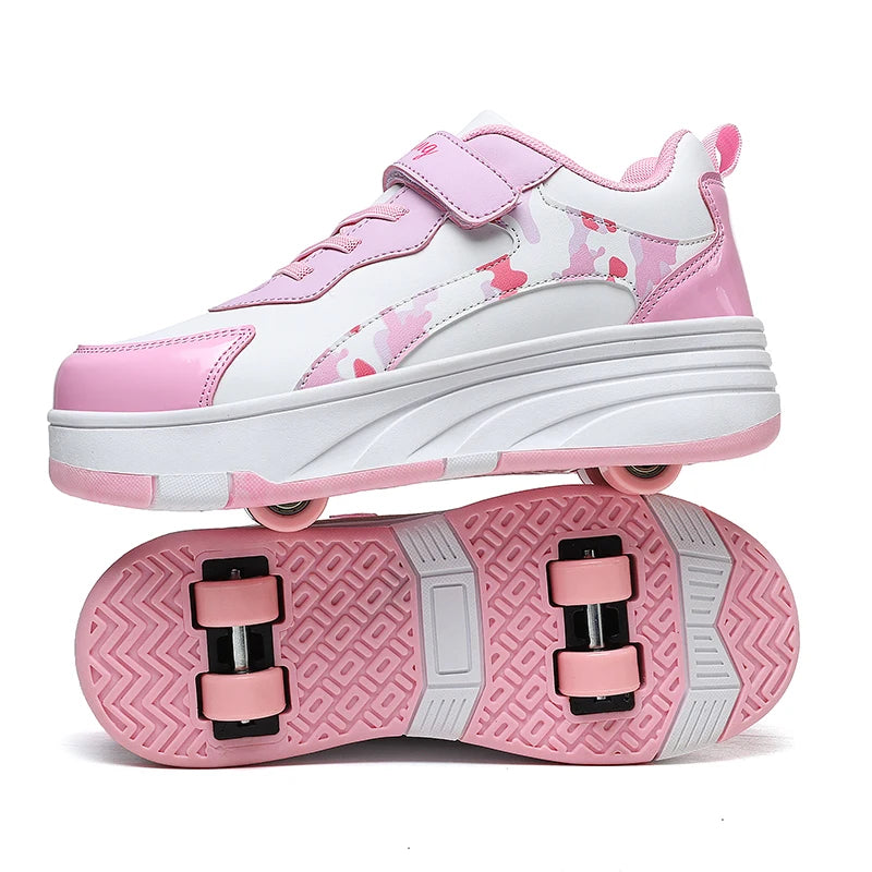 Kids Roller Skate Shoes with Wheels Outdoor Sports Sneakers