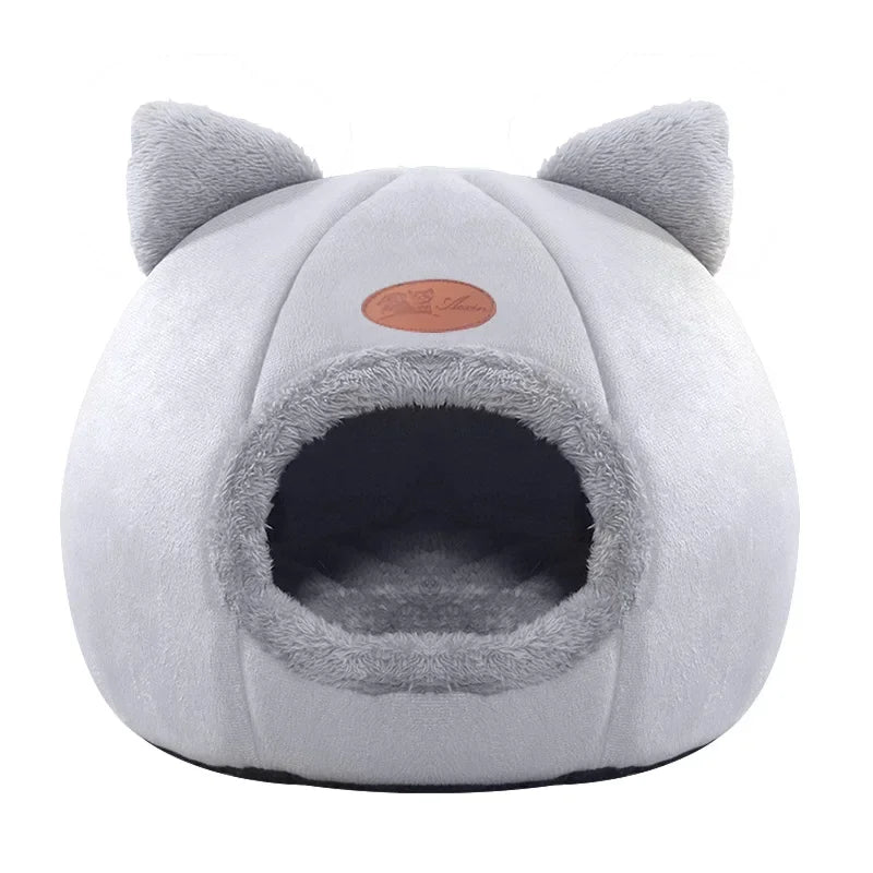 Cozy Winter Cat Bed Cave for Cats and Small Dogs