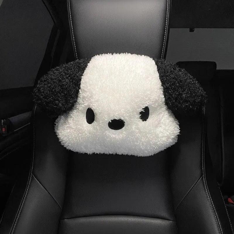 Cute Plush Dog Car Neck Pillow Lumbar Back Support Cushion