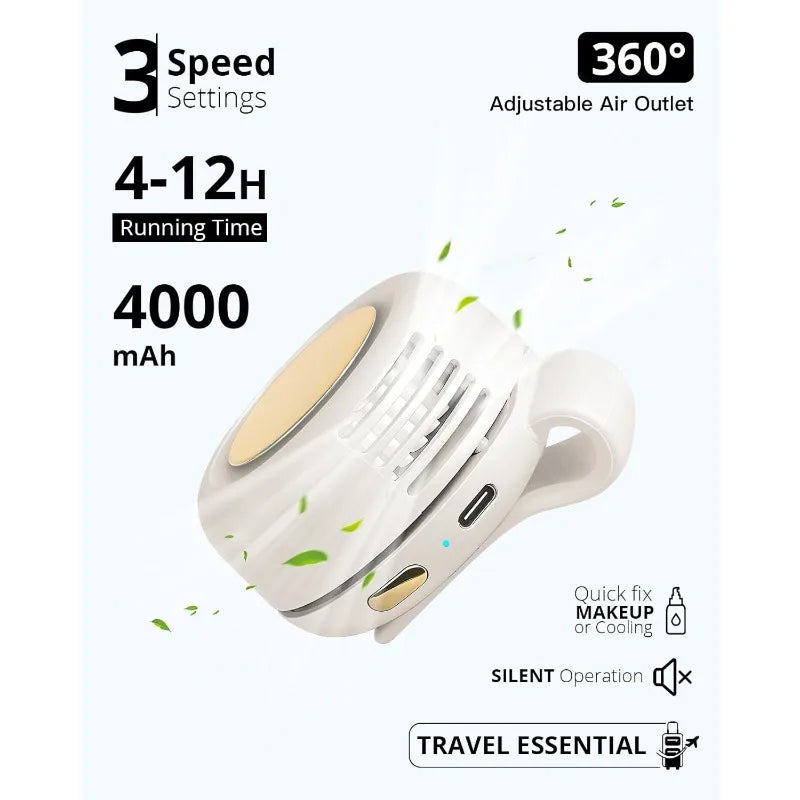Portable Mini Bladeless Fan Clip On 3 Speed