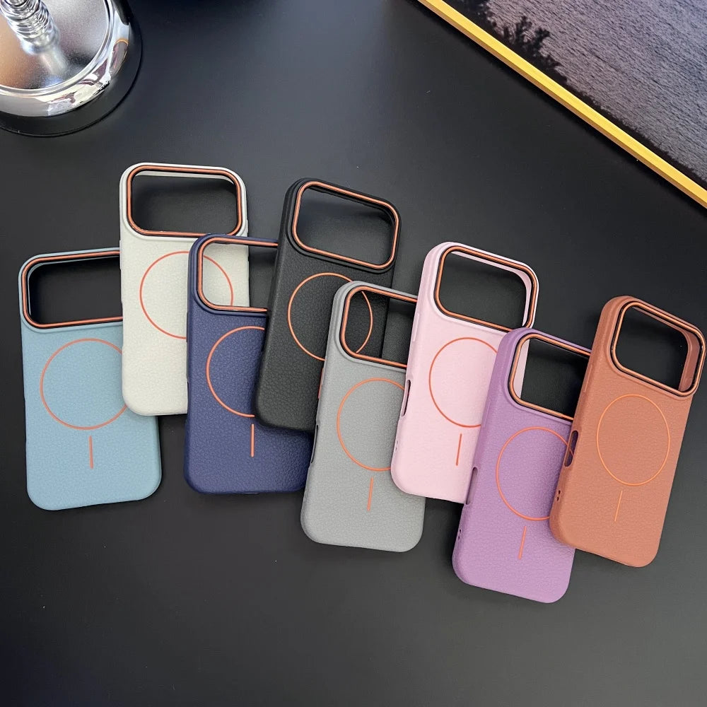 Litchi Pattern Magnetic MagSafe Soft Cover iPhone Case