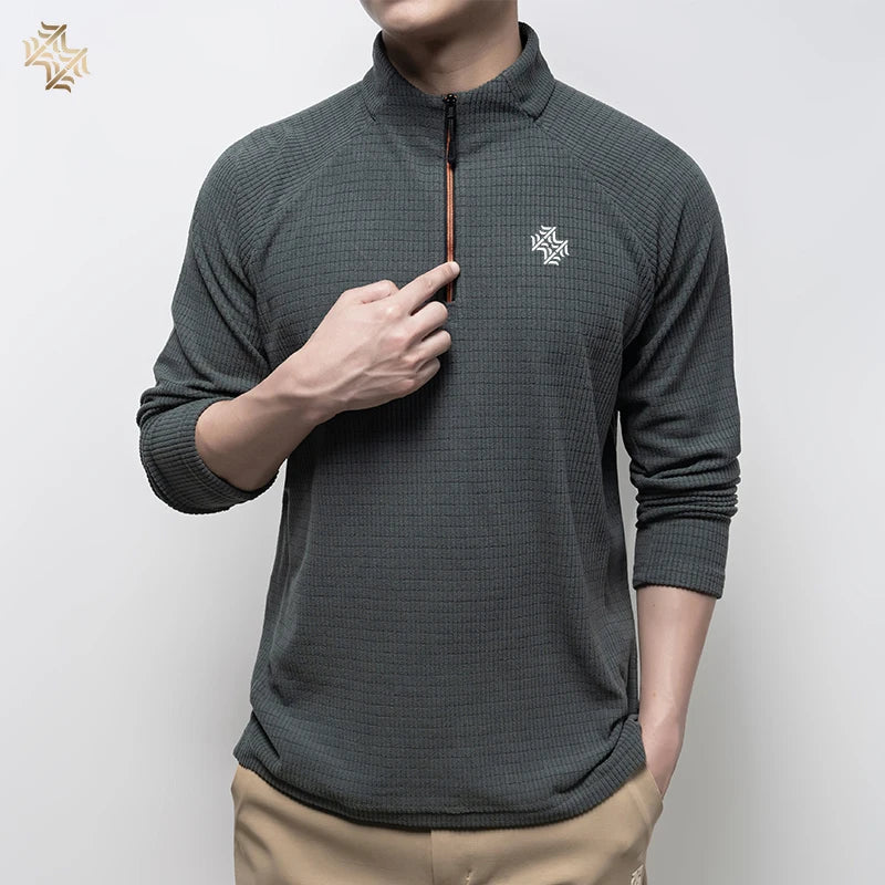 Men Long Sleeve Running T Shirt Breathable Fitness Outdoor Sports Business Casual Top