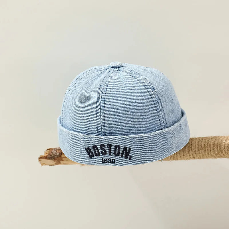 Washed Denim Baby Brimless Hat Adjustable Kids Docker Cap