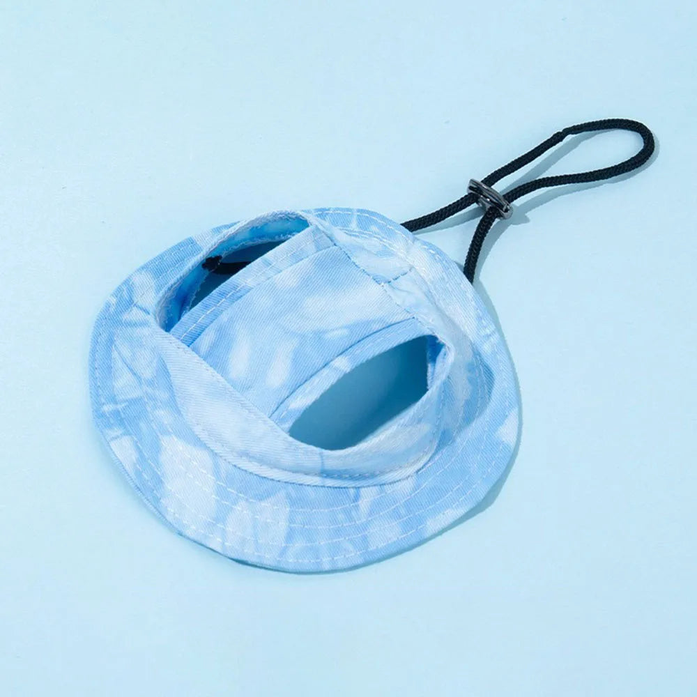Cute Cat Sun Hat with Ear Holes Breathable UV Protection Fisherman Cap for Cats