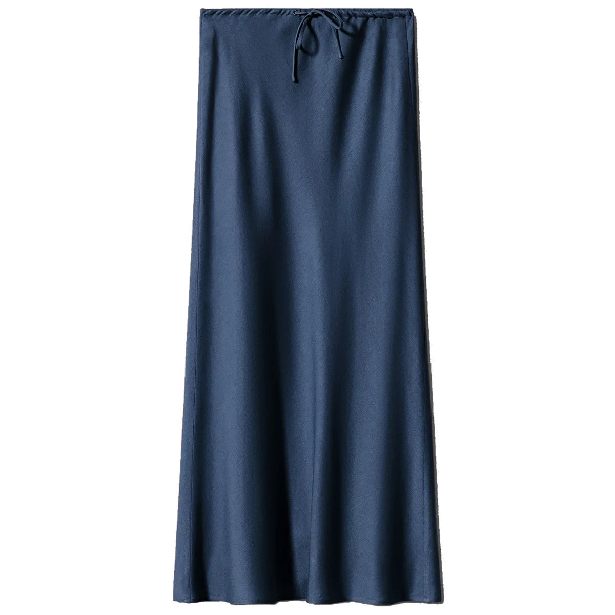 Women Satin High Waist Lace Up Maxi Skirt Elegant Solid Color Long Skirt