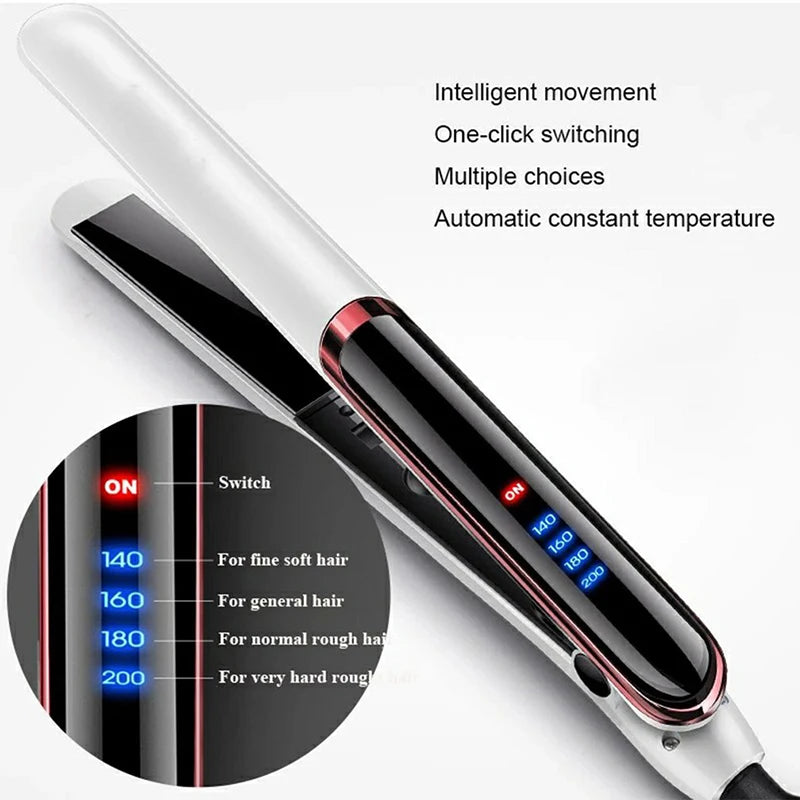 Professional Ceramic Ionic Hair Straightener Fast Heat Flat Iron Negative Ion LCD Display