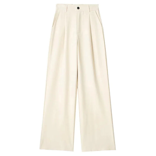 Women High Waist Striped Wide Leg Suit Pants Office Casual Trousers