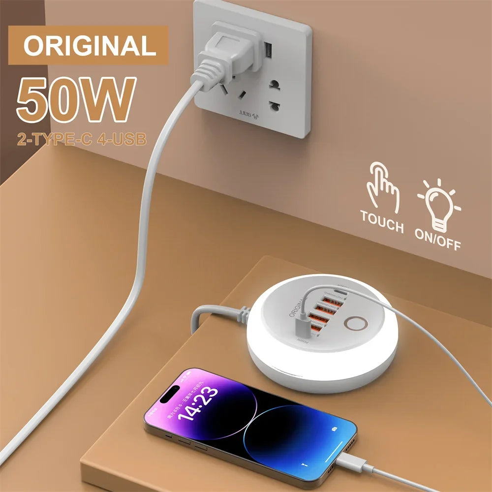50W USB C Fast Charging Power Strip for iPhone