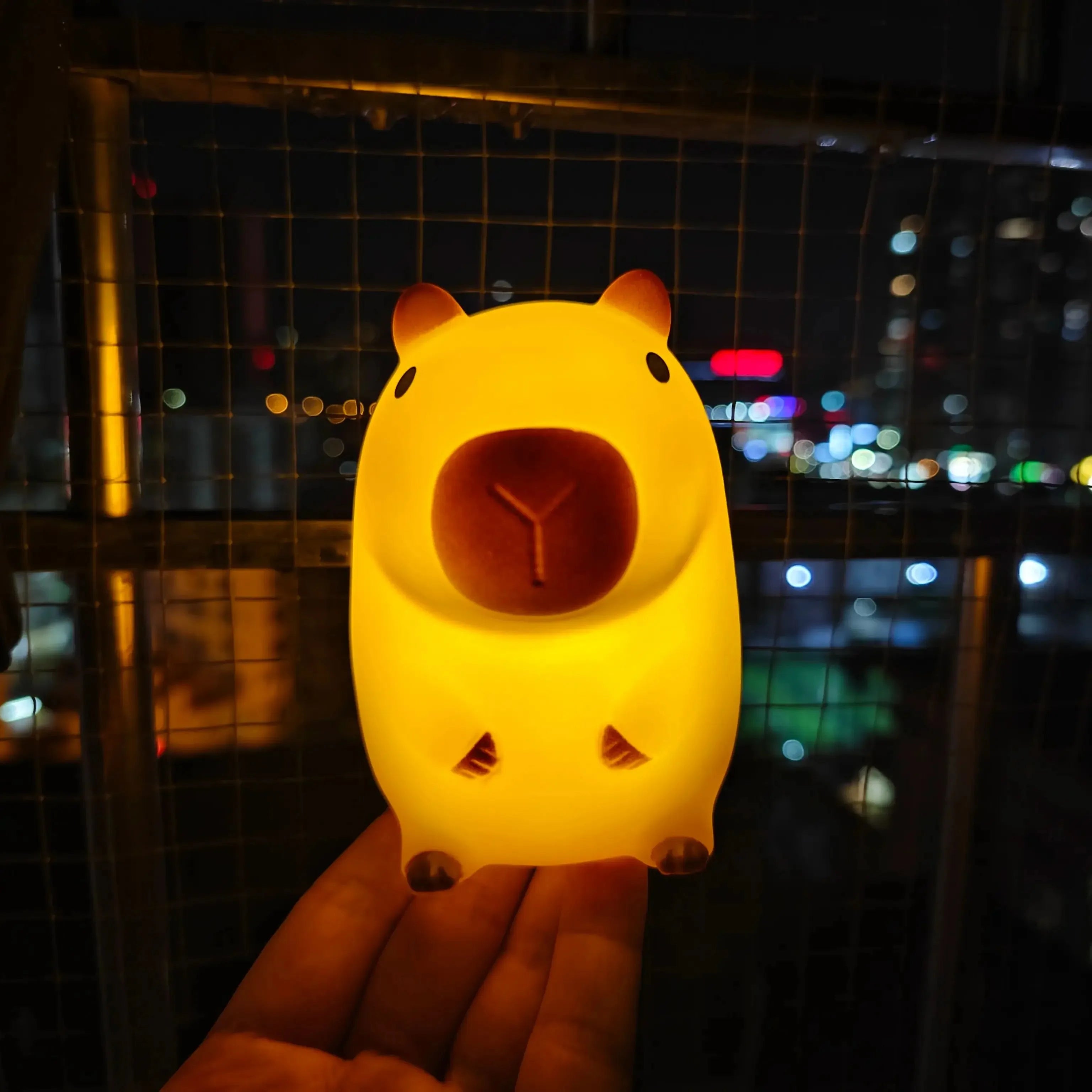 Cute Capybara Night Light Soft Silicone Lamp Warm Bedside Kawaii Room Decor