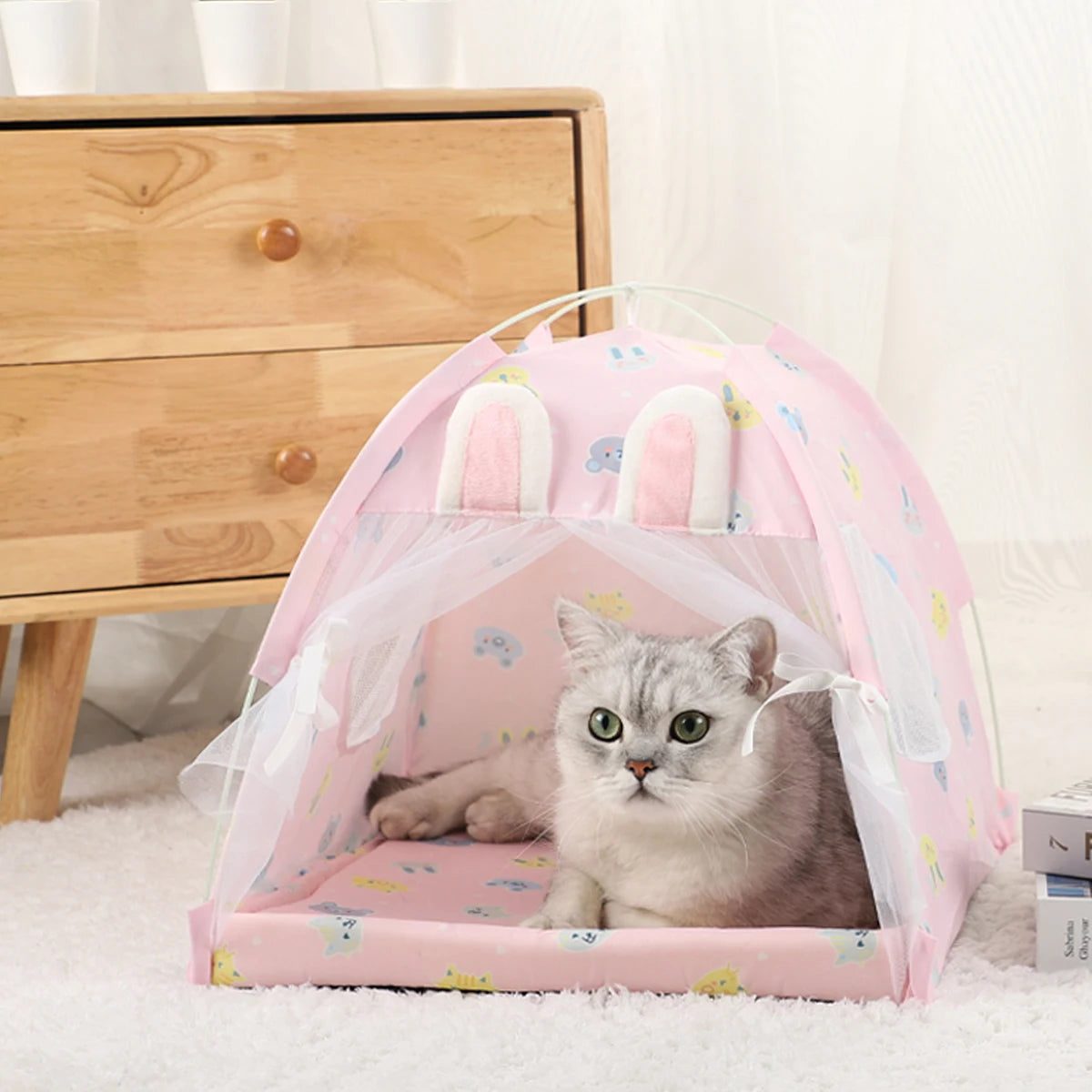 Pet Tent Bed Cat House Clamshell Warm Cushion Winter Kitten Sofa Basket