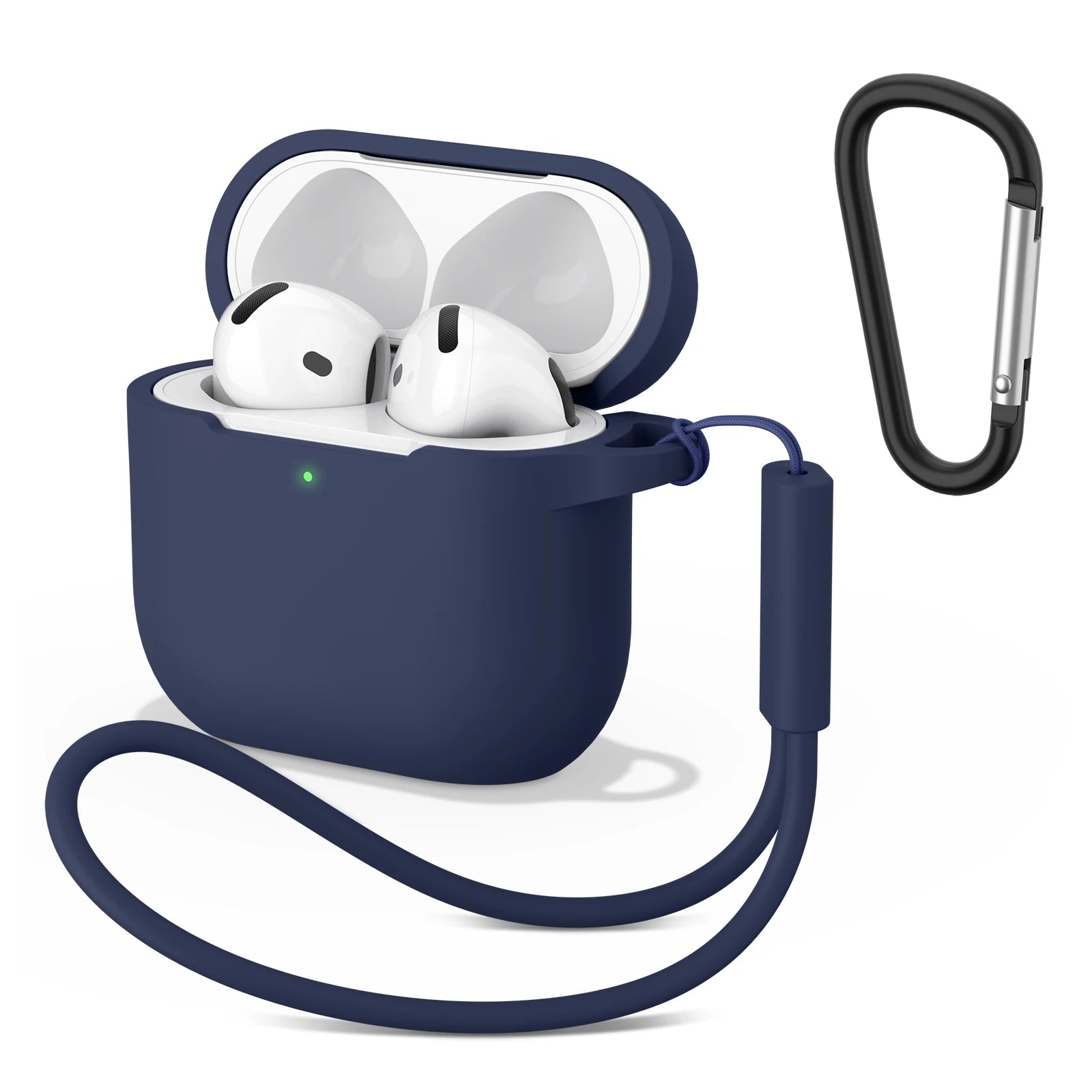 AirPods 4 Silicone Case with Strap & Carabiner Shockproof Protective Cover