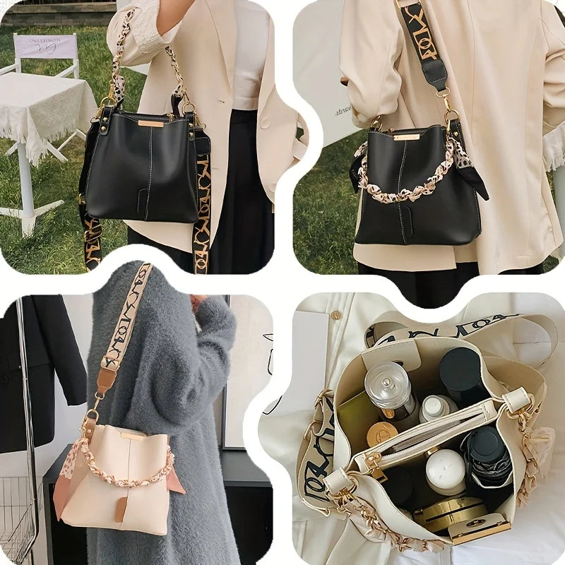 Women Bucket Shoulder Bag Large Capacity Chain Crossbody Daily Bag