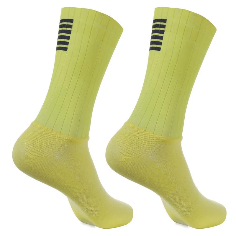 Silicone Aero Anti Slip Cycling Socks Men Breathable Bike Running Sports Socks