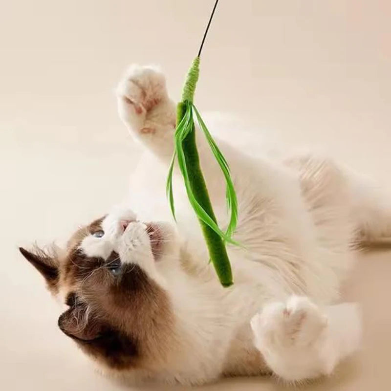 Flexible Wire Feather Cat Teaser Wand Toy
