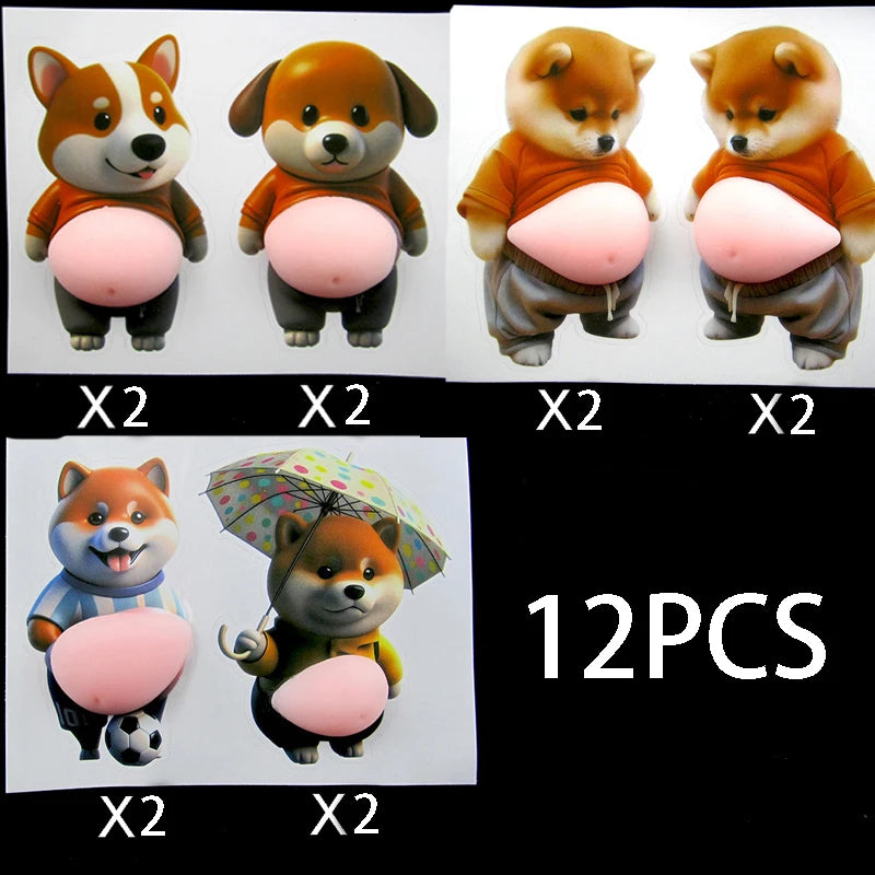 3D Cute Shiba Inu Silicone Self Adhesive Stickers Orange Design