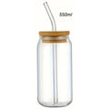 Glass Cup with Bamboo Lid and Straw 350ml 550ml