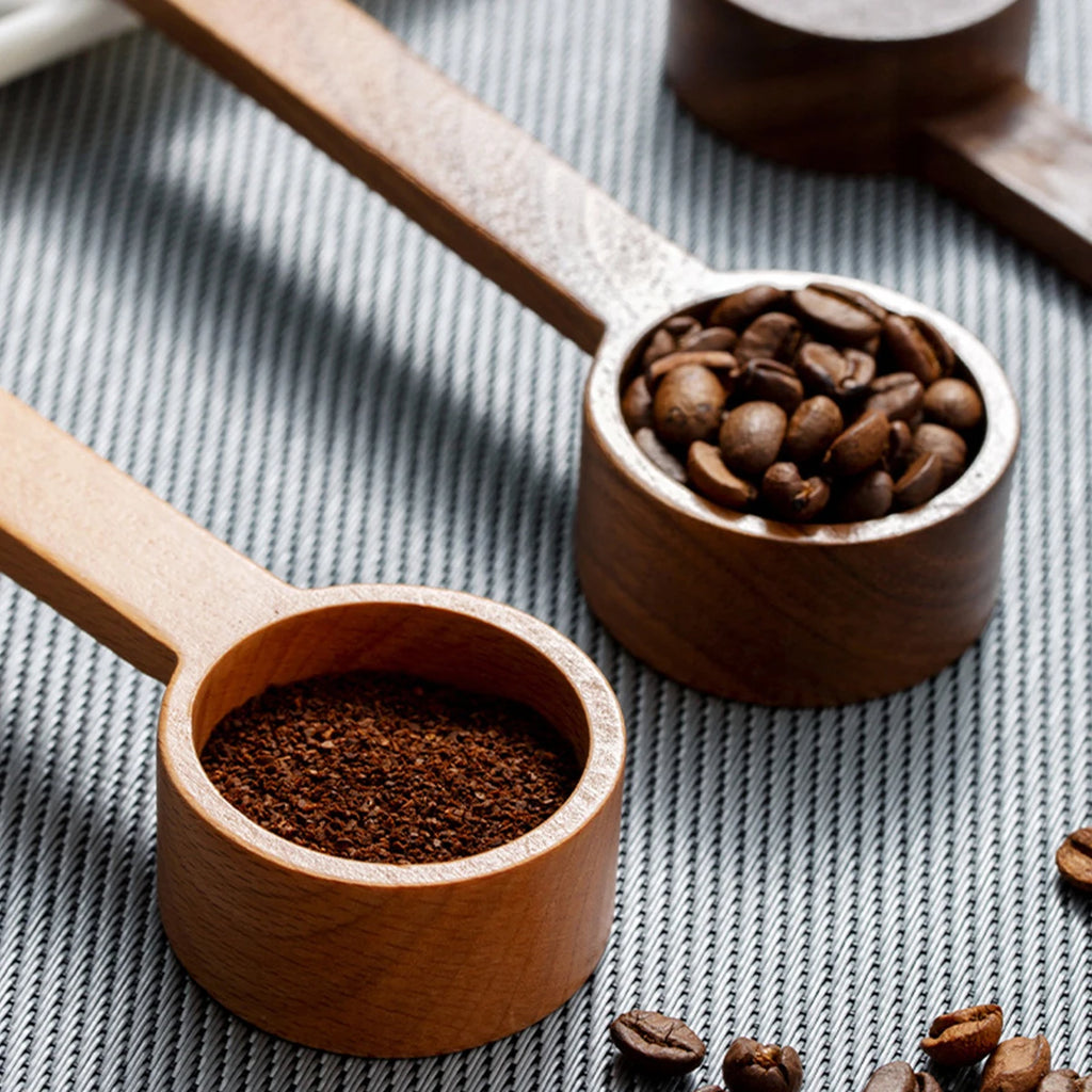 Walnut Wood Coffee Scoop Solid Wooden Measuring Spoon for Coffee Milk Powder