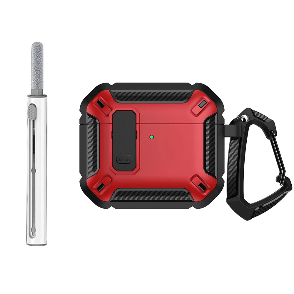 AirPods 4 Rugged Case with Lock Hook Shockproof TPU Protective Cover
