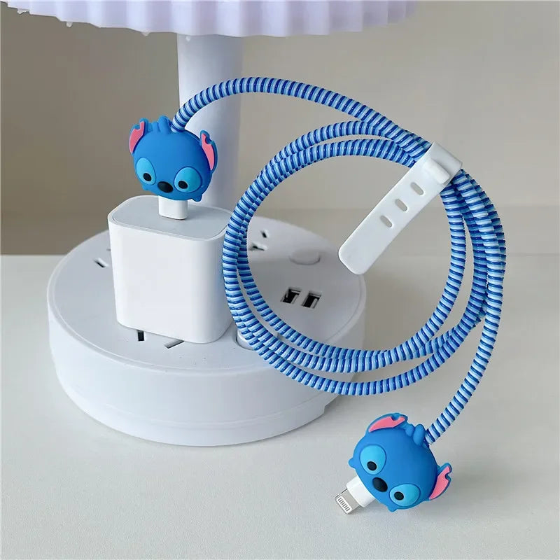 Cartoon Charger Cable Protector Stitch Data Line Winder Protective Cover