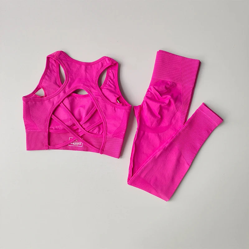 Women Sports Bra Set Fitness Tank Top Leggings Yoga Workout Set Shockproof