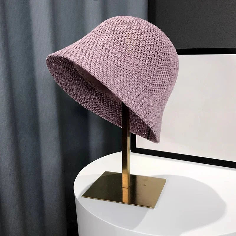 Women Hollow Bucket Hat Breathable Summer Beach Fisherman Cap