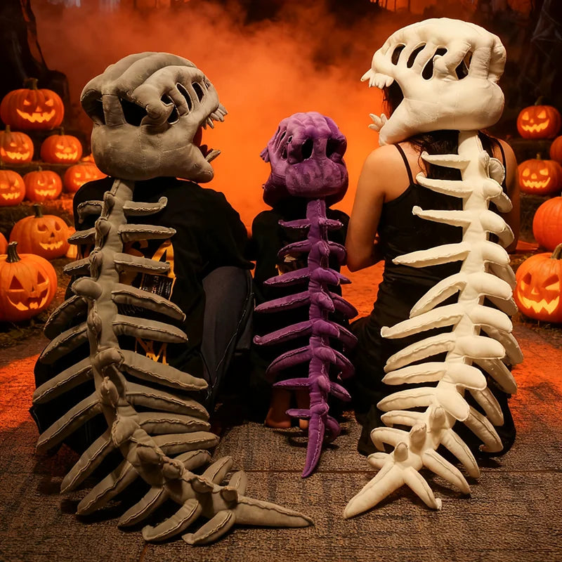 Realistic Dinosaur Skeleton Costume Set Plush Cosplay Headgear