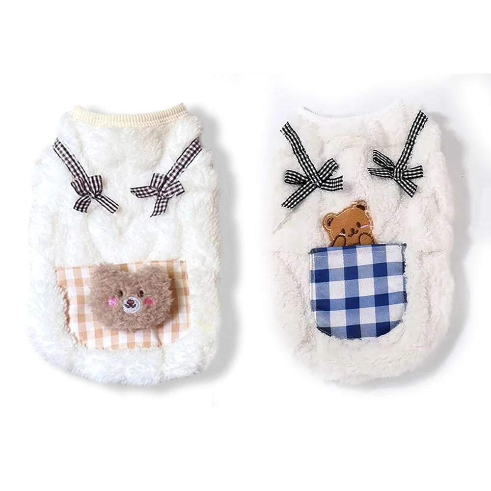 Cozy Plush Pet Vest Warm Fleece Dog Cat Sleeveless Coat Indoor Outdoor Wear